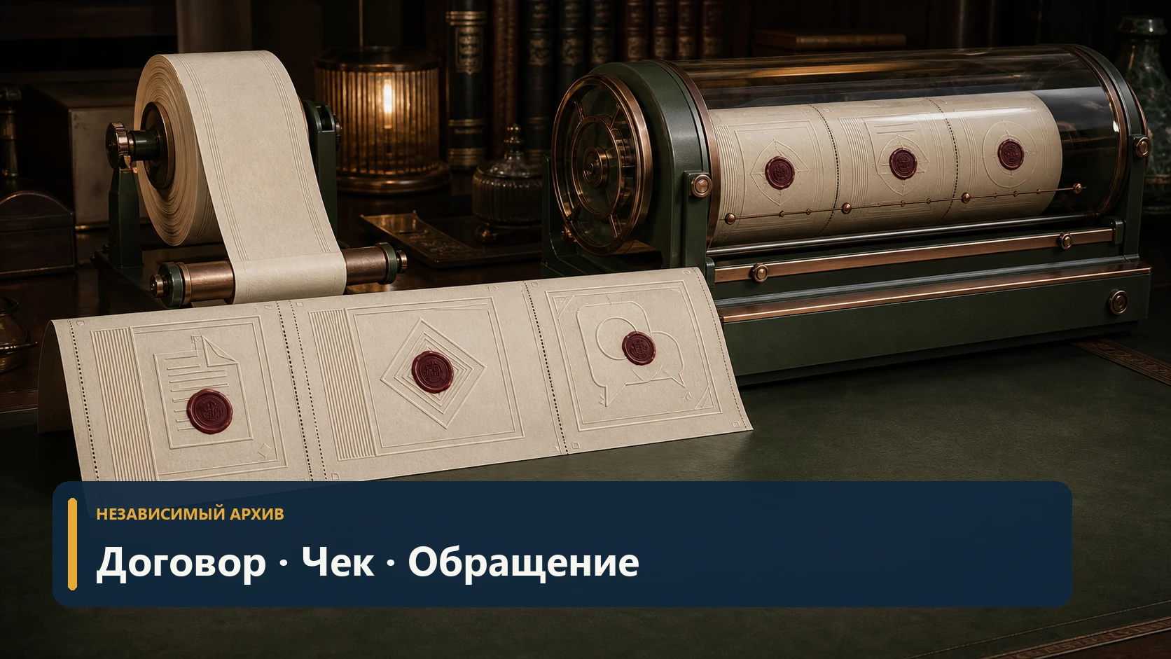 Бумажная катушка независимого архива договора и операций без людей